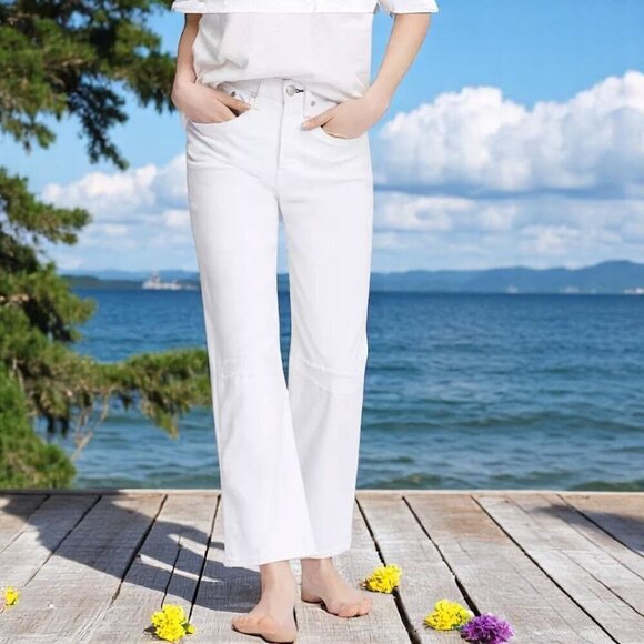 NWT Rag & Bone The Maya High Rise Ankle Straight White Denim Jeans Size 24 - Picture 2 of 11